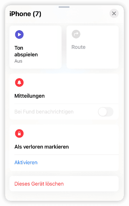 iPhone löschen, um den iPhone Code mit Find My App zurückzusetzen