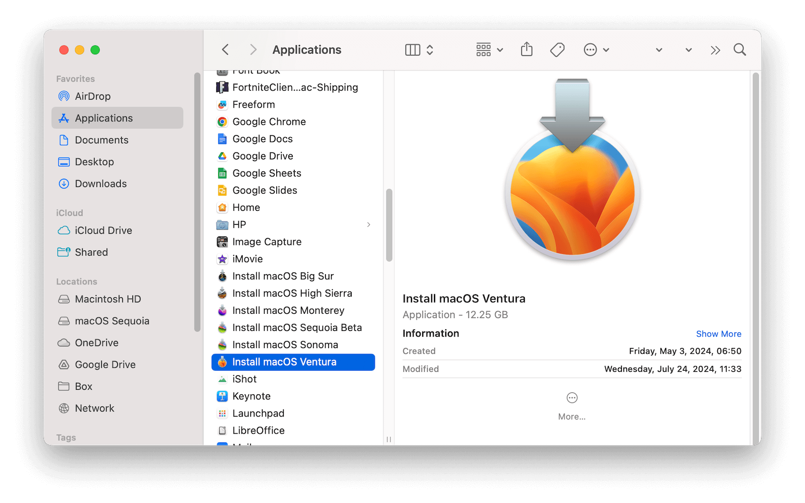 Install macOS Ventura App