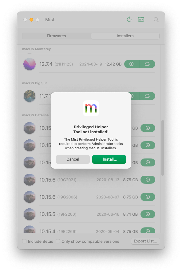 Install Mist Privileged Helper Tool