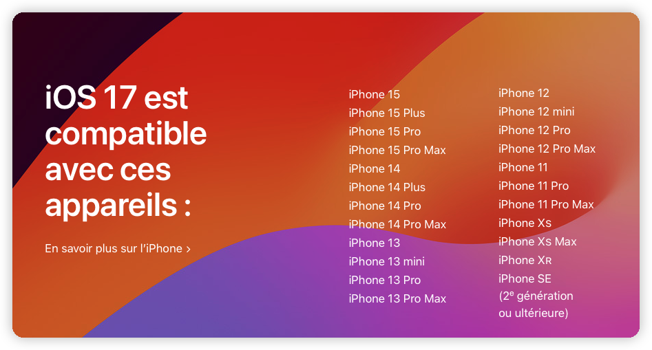 iOS 17 est compatible avec ces appareils