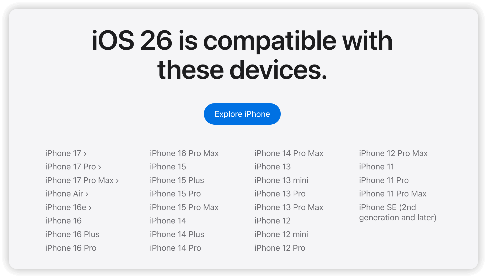 iOS 26 Compatible Devices