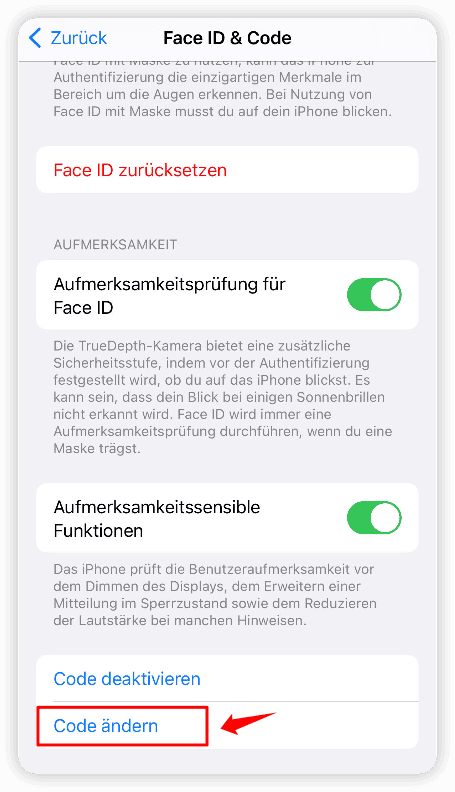 iphone Passwort ändern