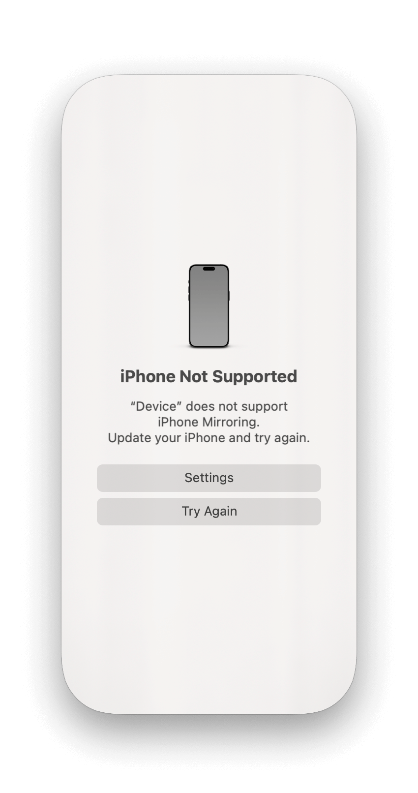 iPhone Mirroring Error