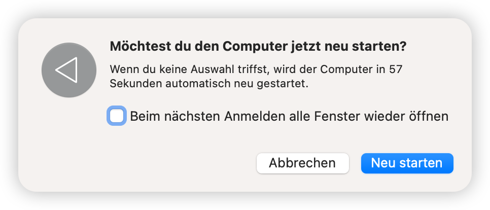 Mac neu starten