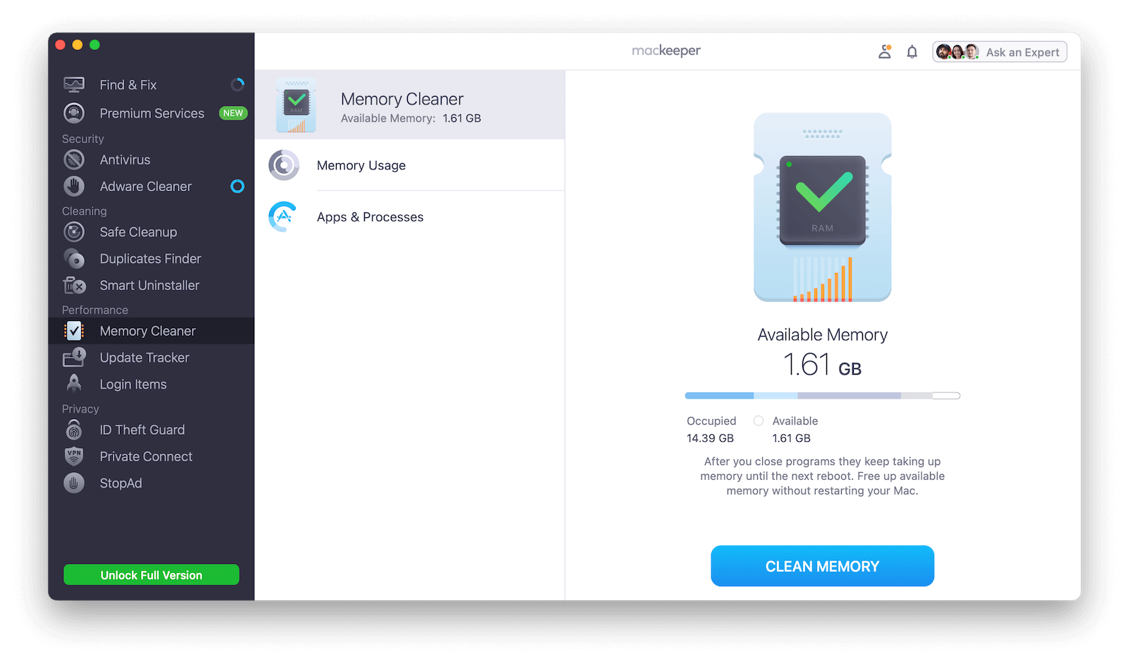 Best Memory Cleaner for Mac - Mackeeper Memory Cleaner