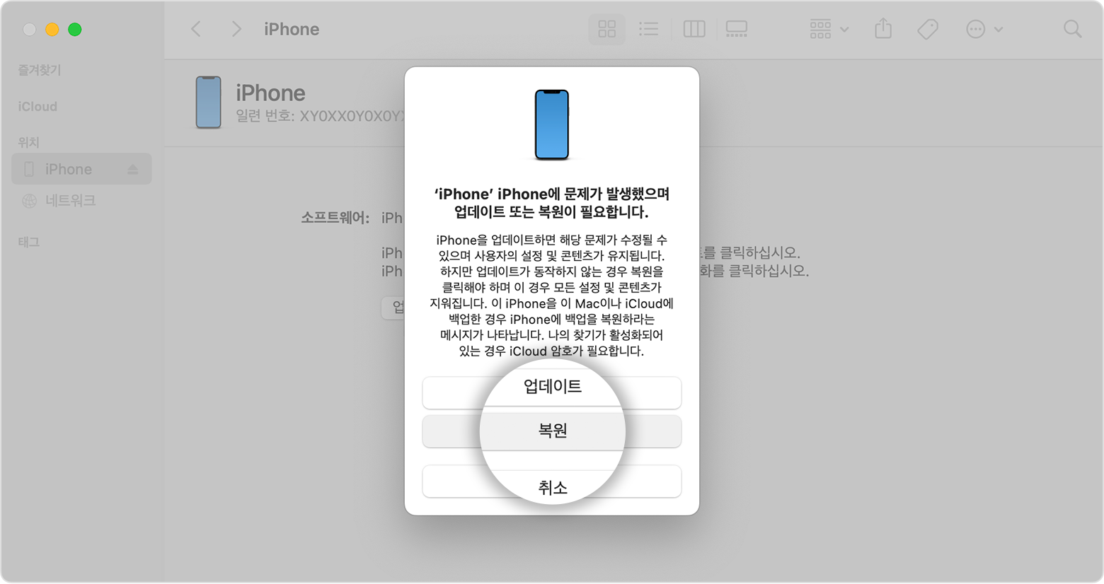 Restore iPhone in Recovery Mode