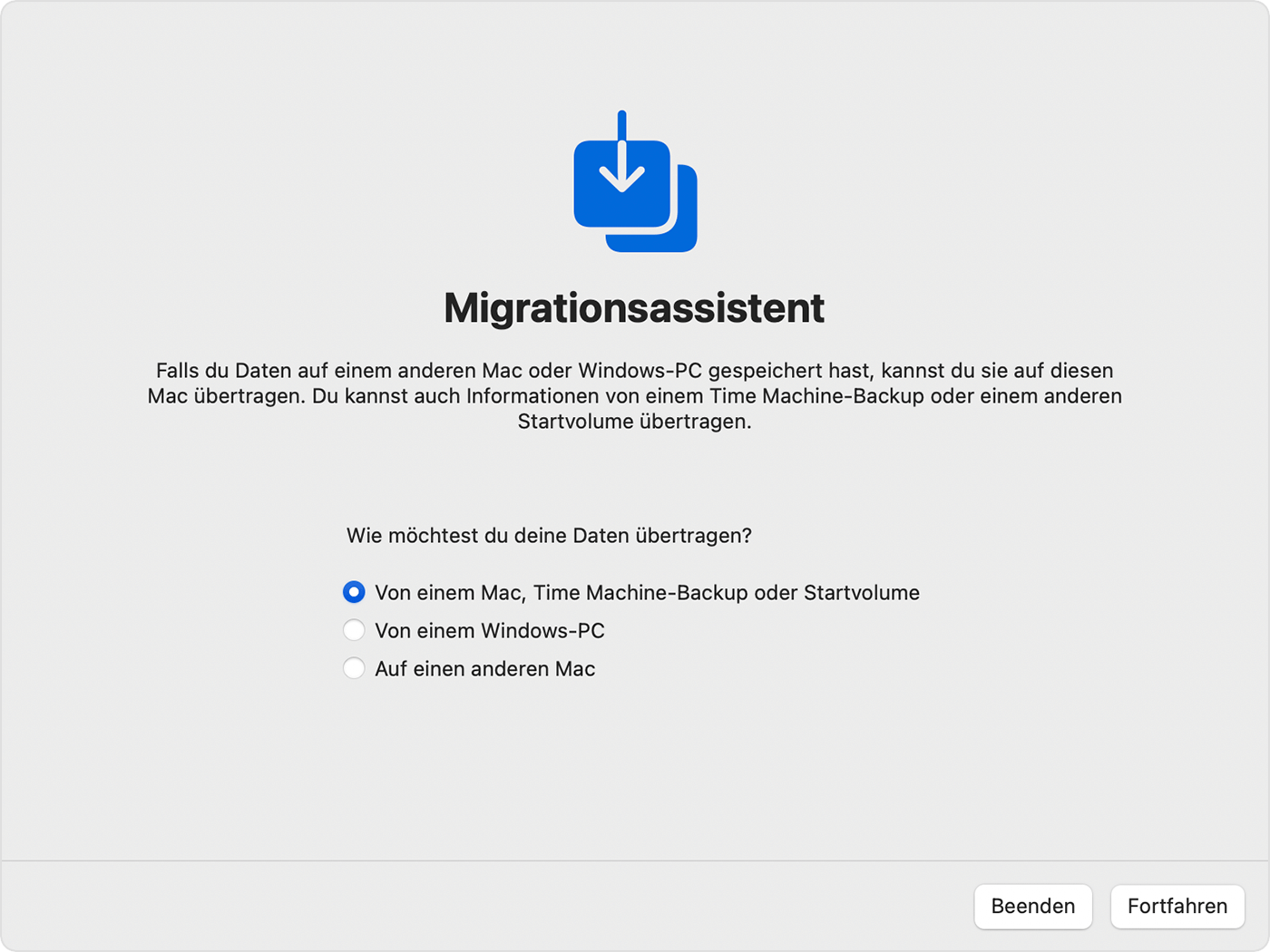 Backup auf Mac wiederherstellen