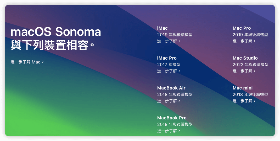 macOS Sonoma 相容性