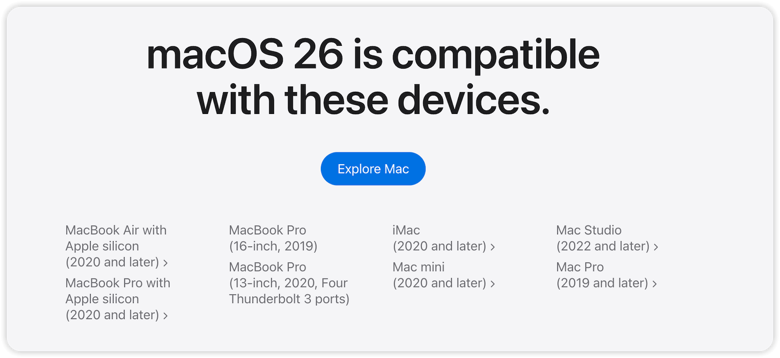 macOS Tahoe Compatible Devices