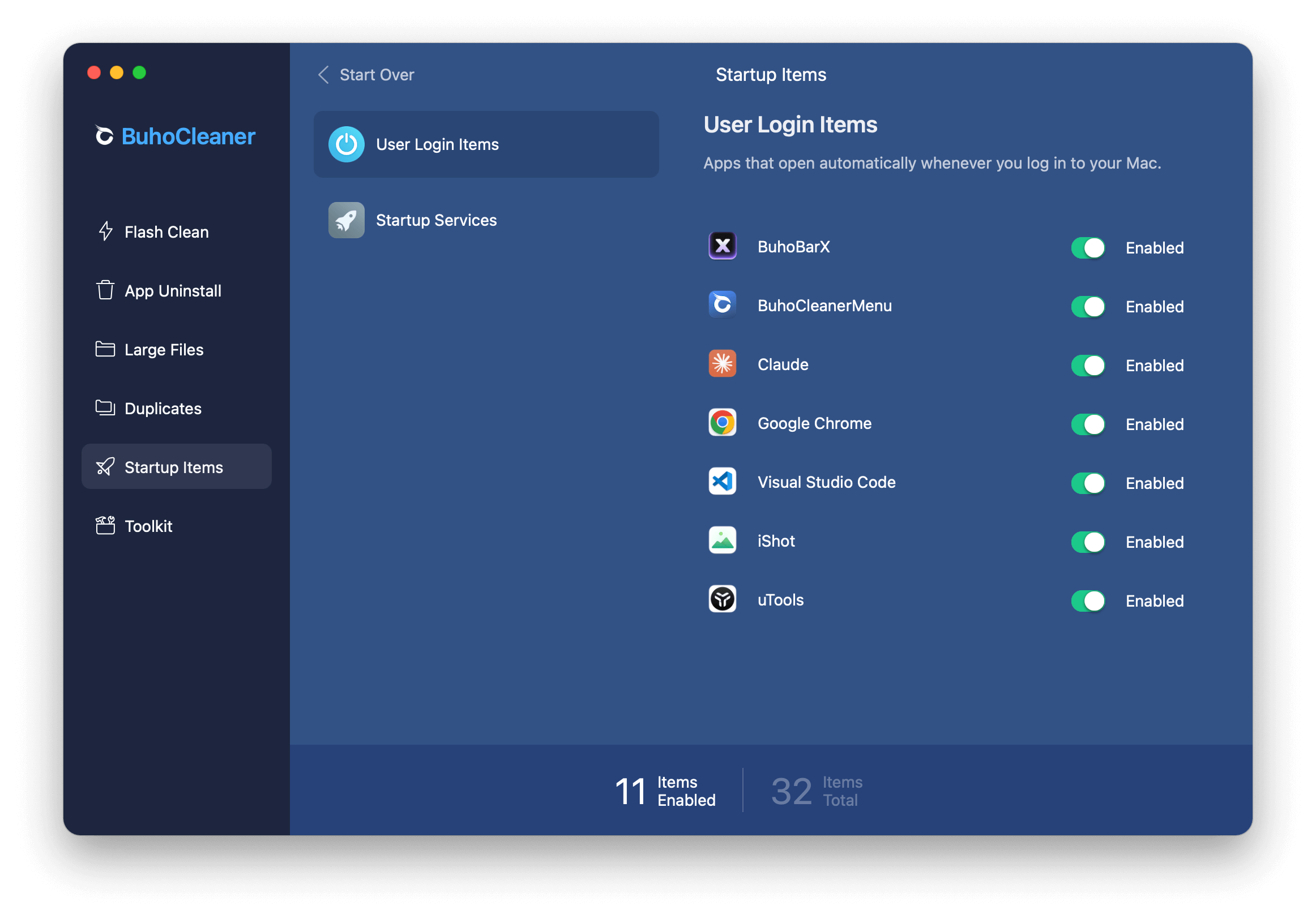 Manage Startup Programs and Services with BuhoCleaner