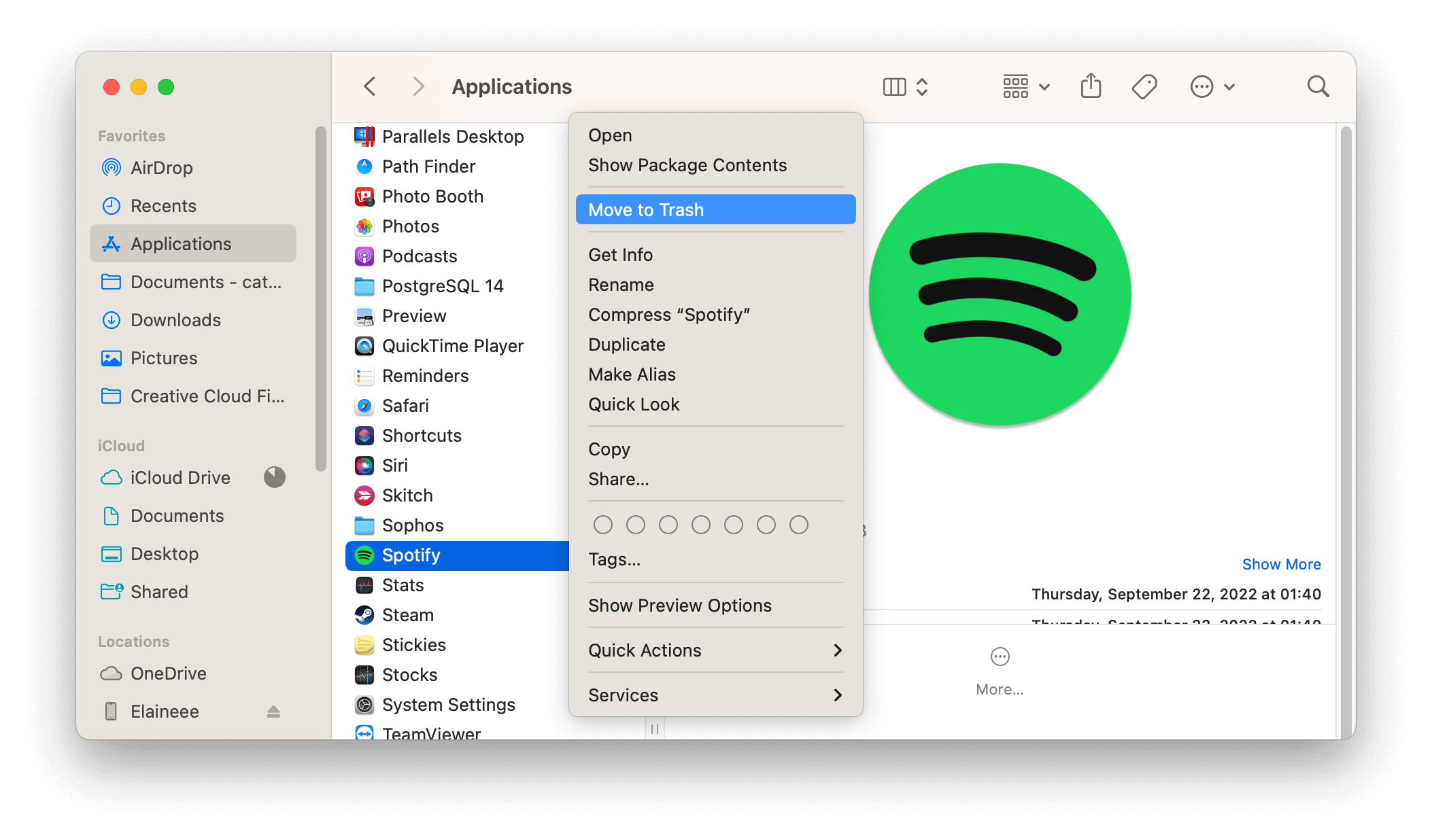 Manually Uninstall Spotify App on Mac