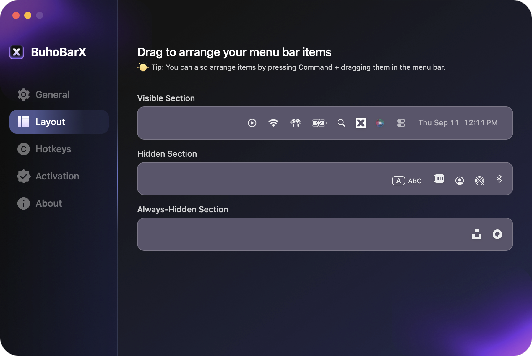 Mac Menu Bar Manager App - BuhoBarX