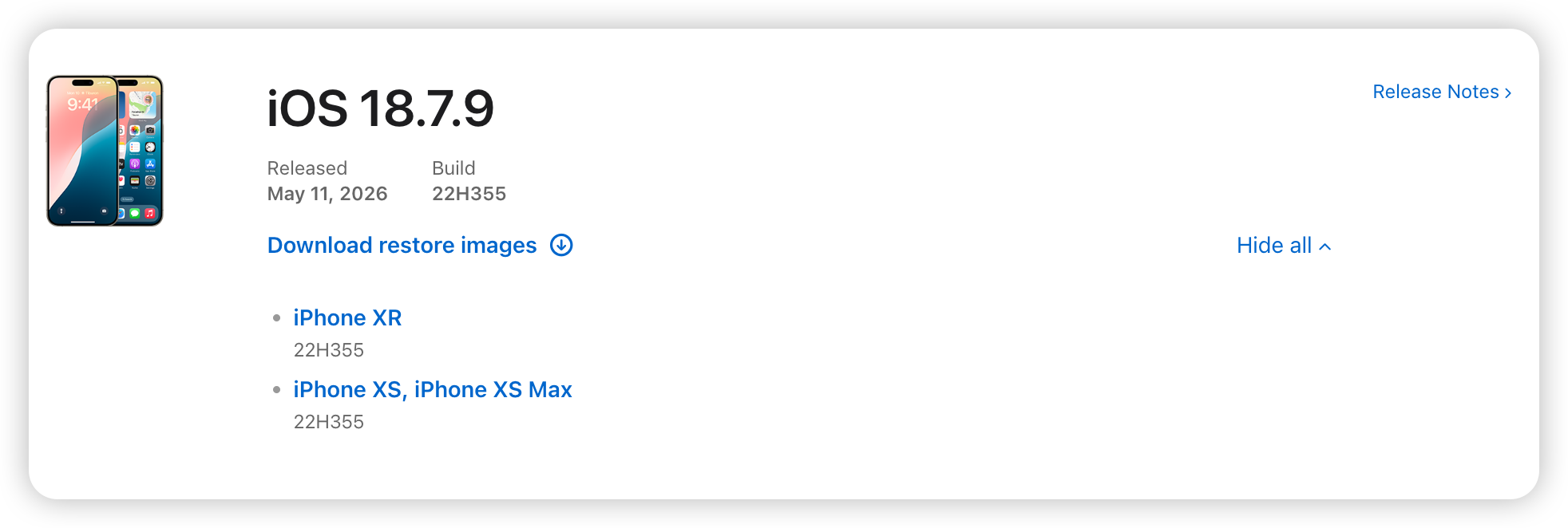 Mit iOS 18.7.9 kompatibele Geräte