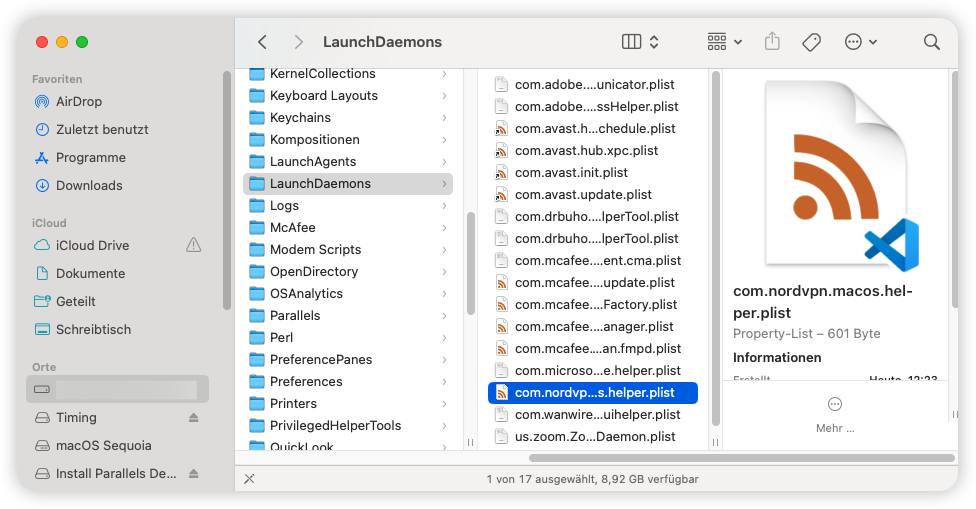 NordVPN Plist-Datei vom Mac entfernen
