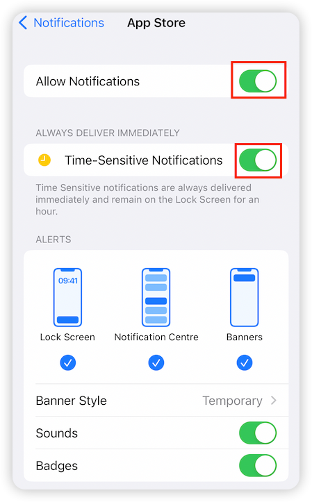Paramètres de notifications