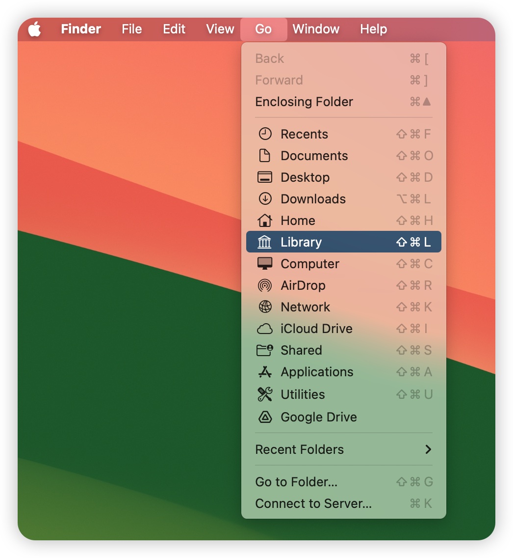 Open the Library folder on Mac