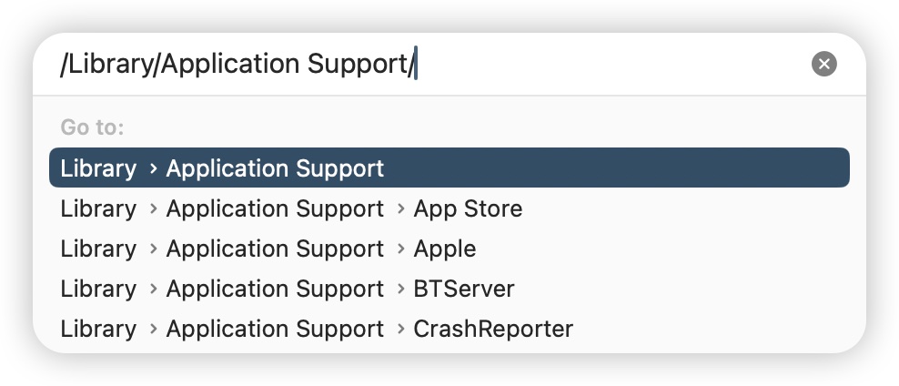 How enter Application Support folder on Mac
