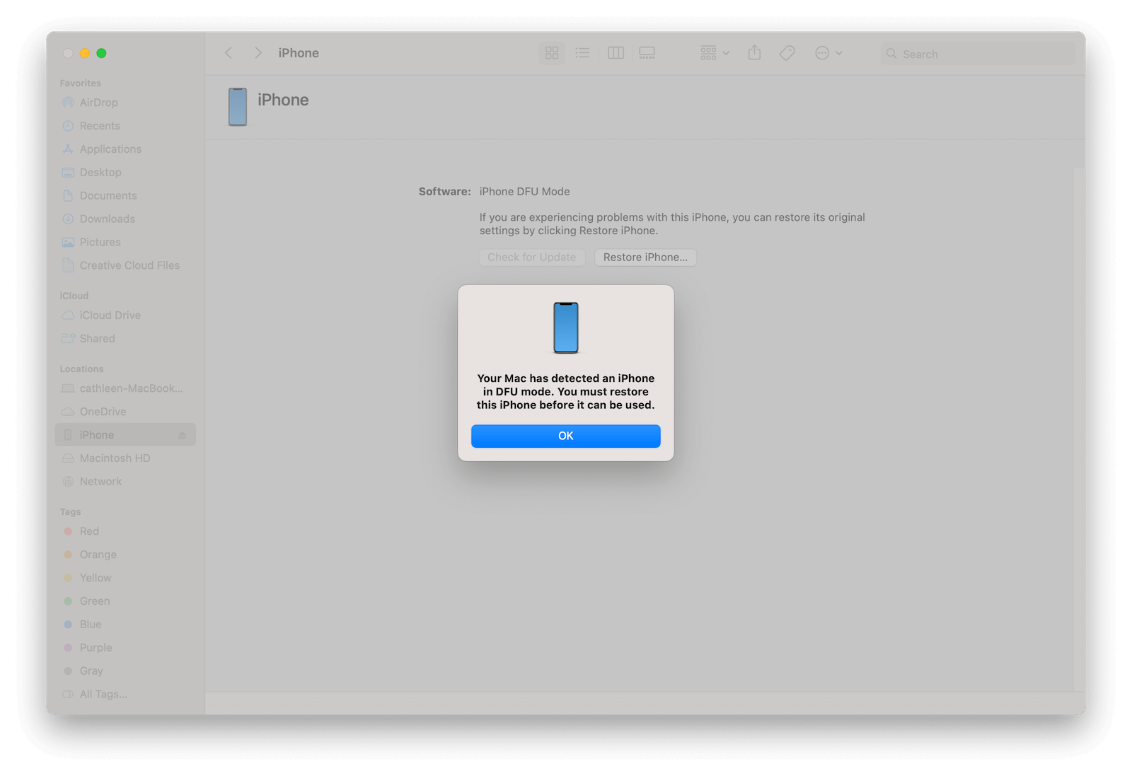 Put iPhone Into DFU Mode on Mac