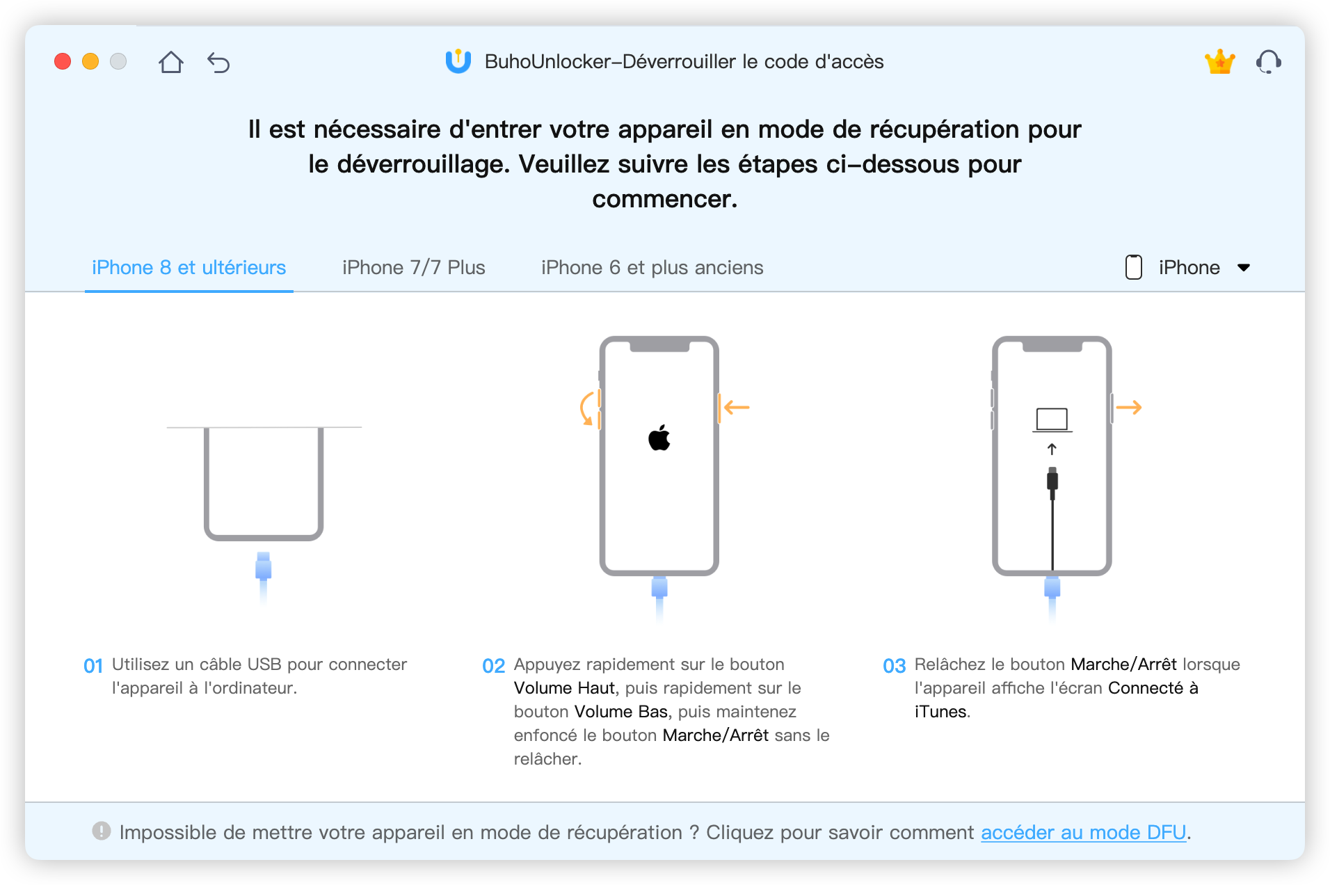Mettre votre iPhone en mode de récupération