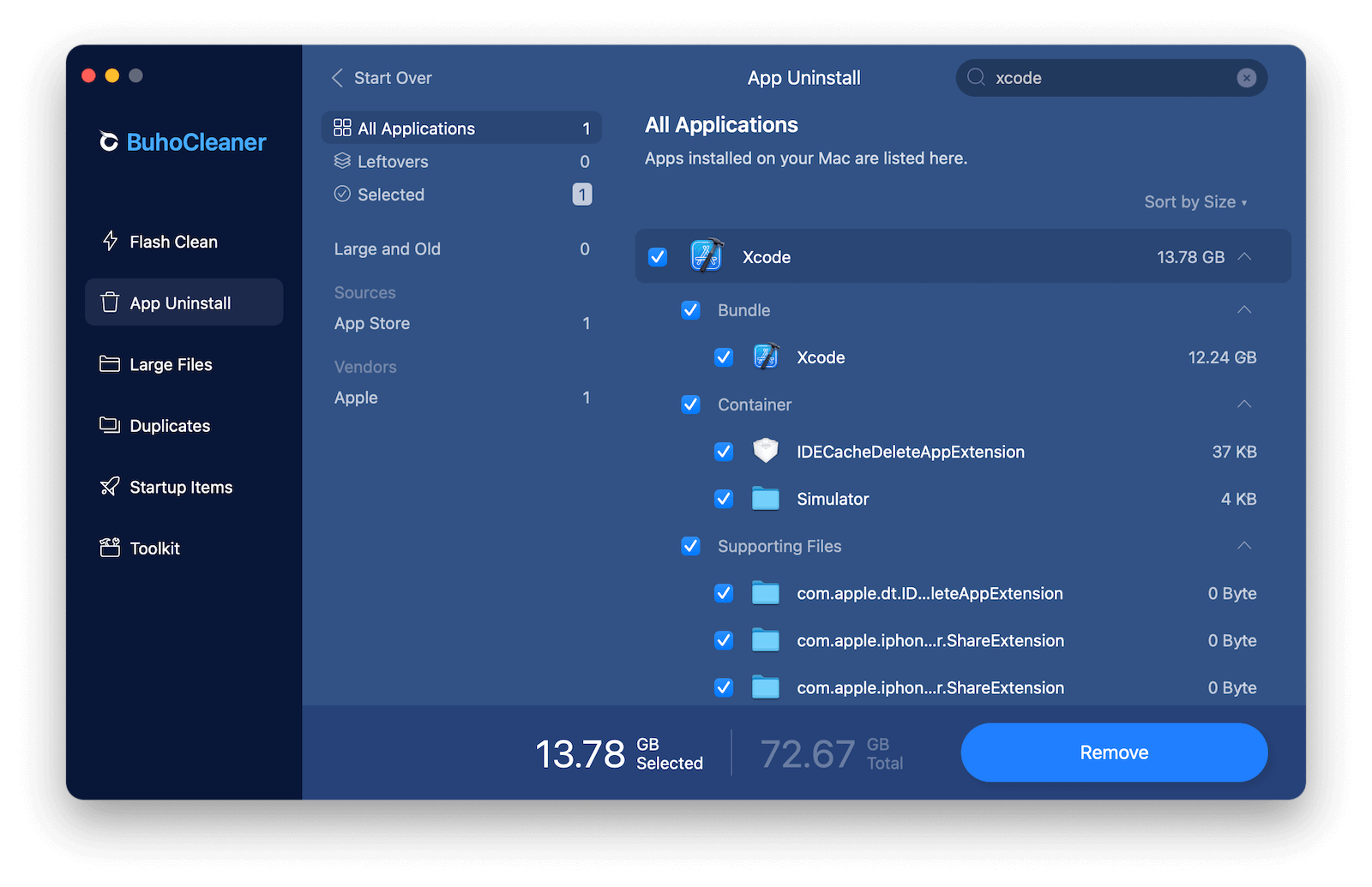 Quickly Uninstall Xcode on Mac with BuhoCleaner