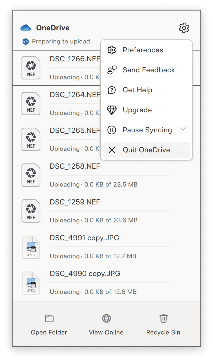 Quit OneDrive on Mac