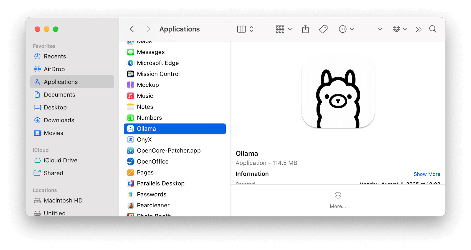 Remove Ollama App to the Trash