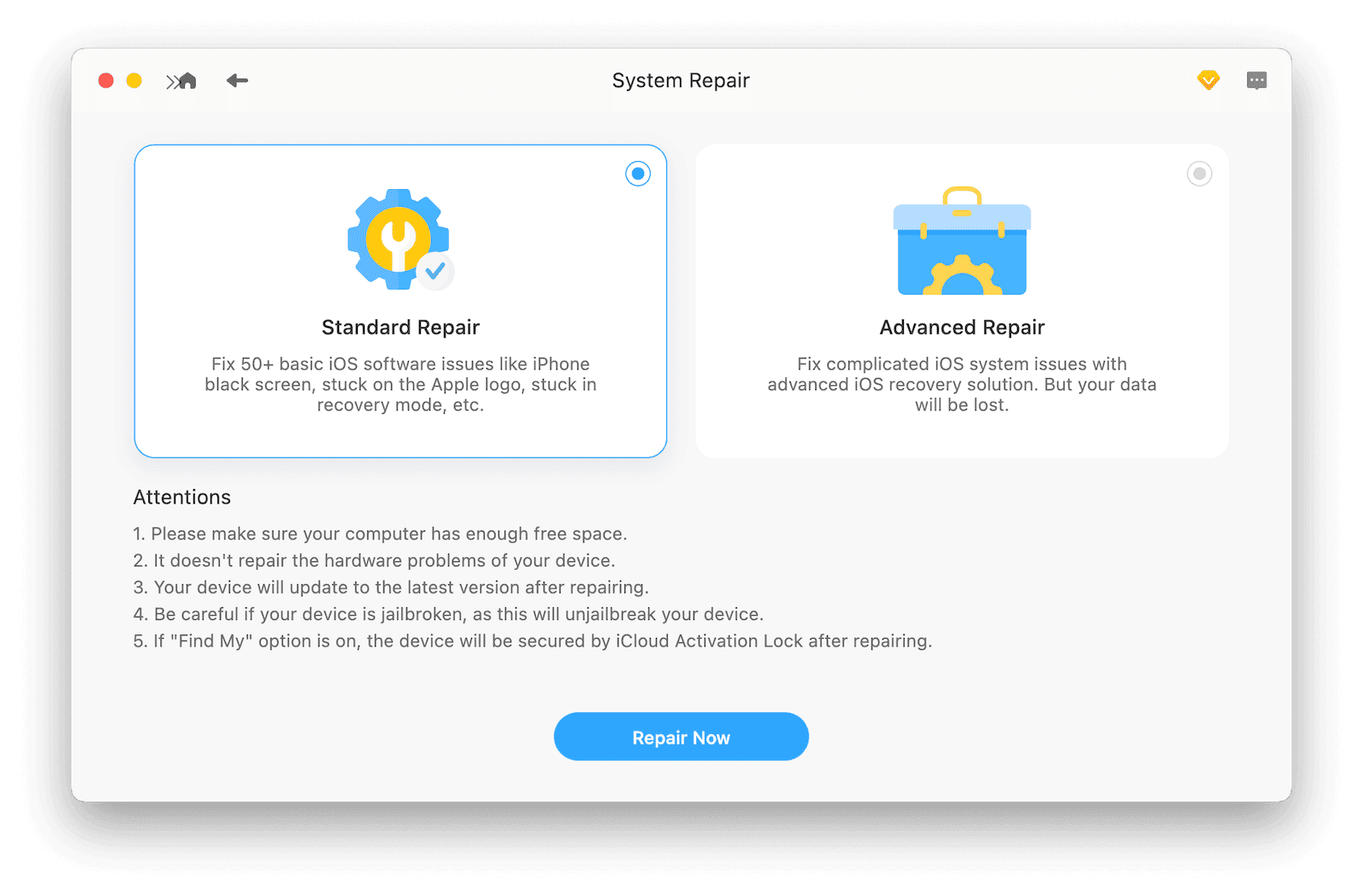 Update iPhone with BuhoRepair