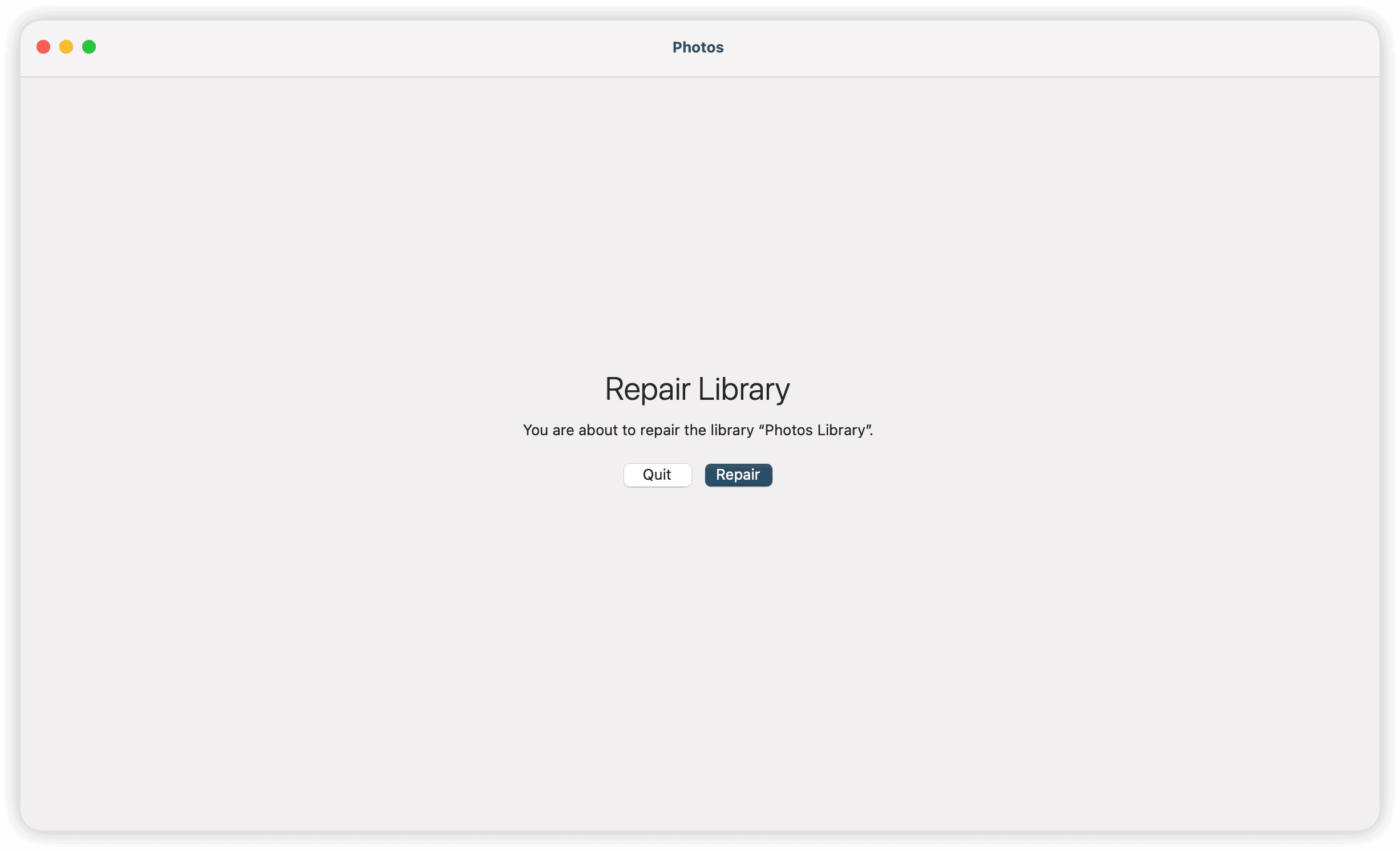 Repair photo library on Mac