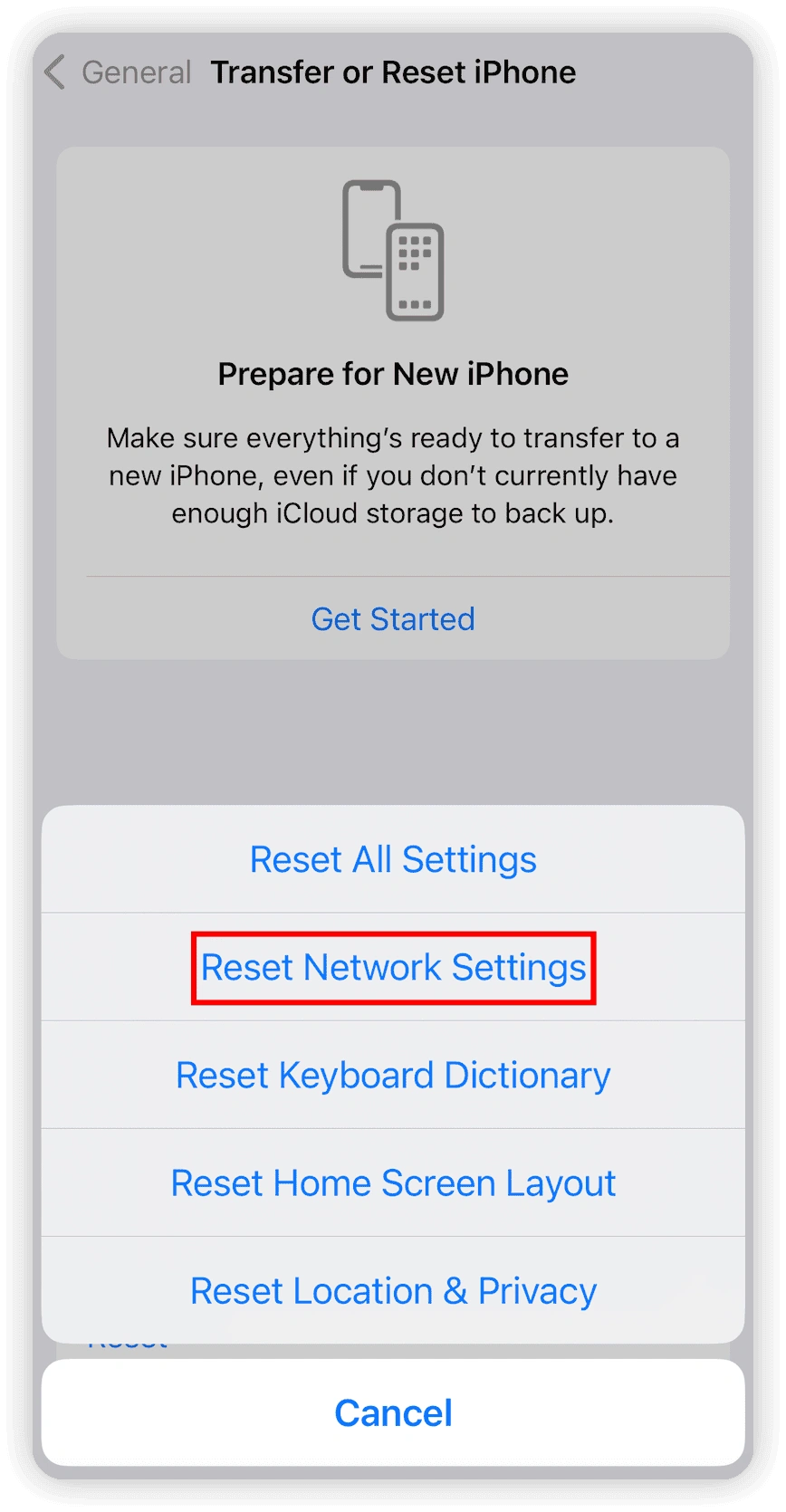 Reset Network Settings