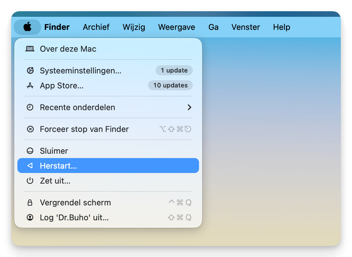 Herstart je Mac