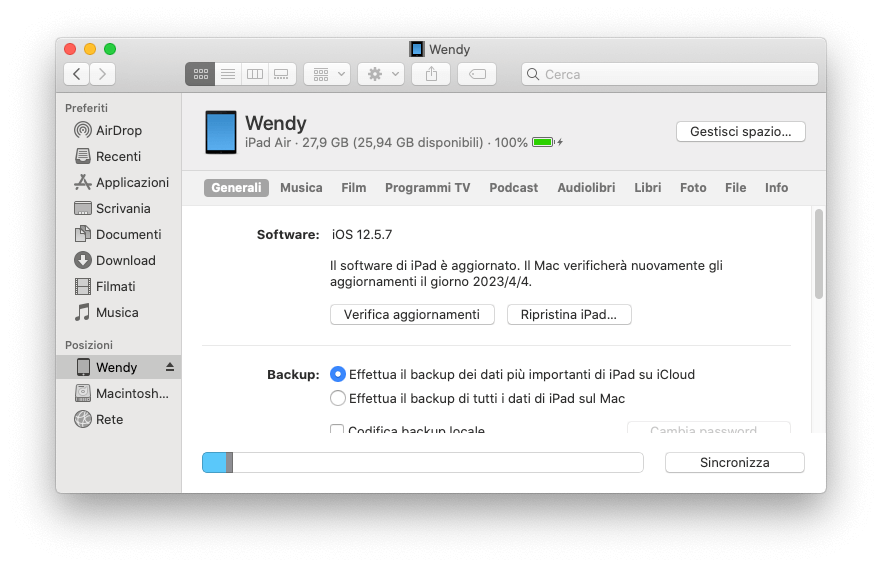 Restore iPad in iTunes