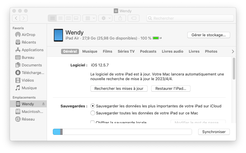 Restaurer l’iPad