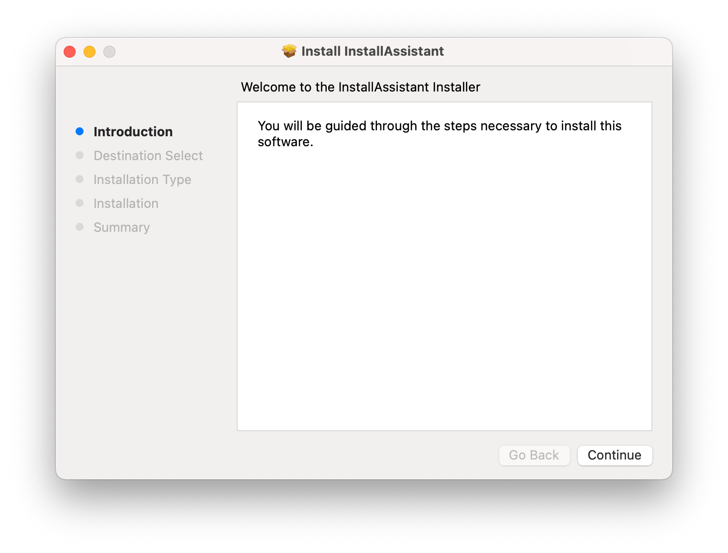 Uruchom plik InstallAssistant.pkg