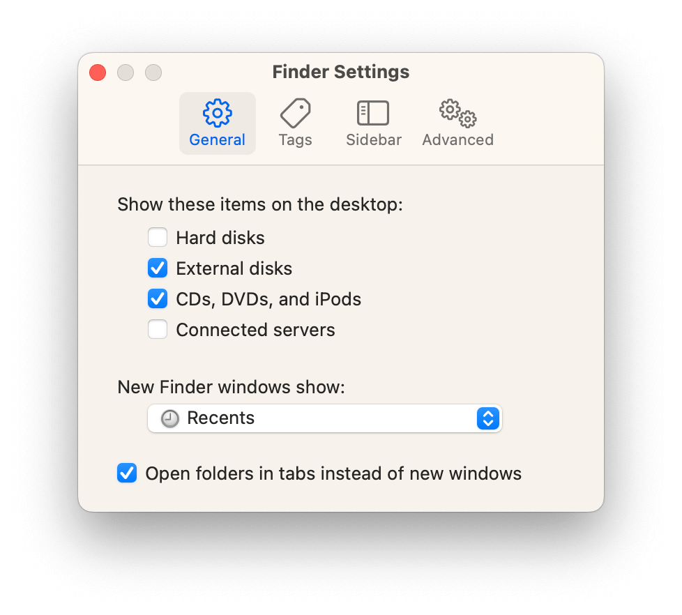 Set Finder to Show External Disk on Mac Desktop