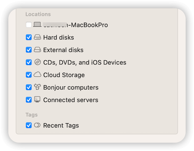 Set Finder to Show External Drive in Finder Sidebar