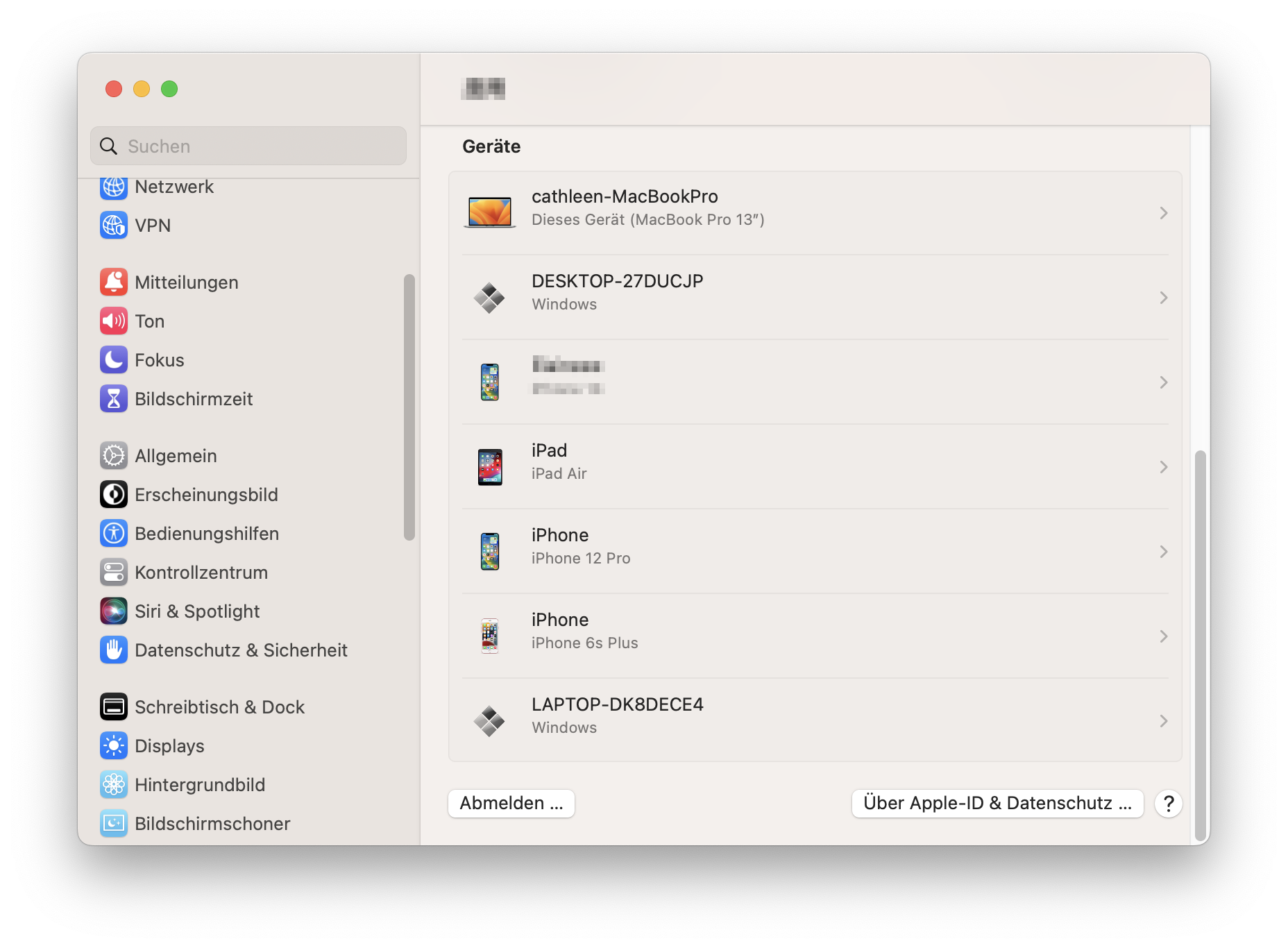 Sich von iCloud abmelden