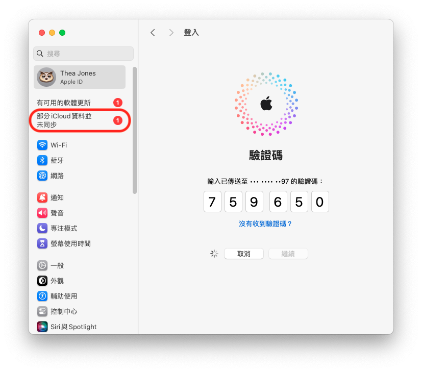 部分 iCloud 資料並未同步