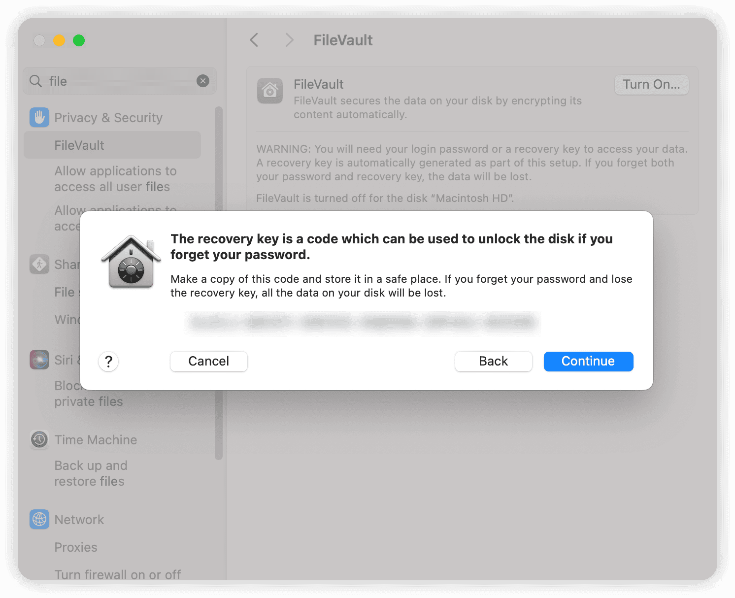 The FileVault Recovery Key