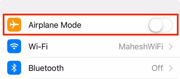 Check the Airplane Mode
