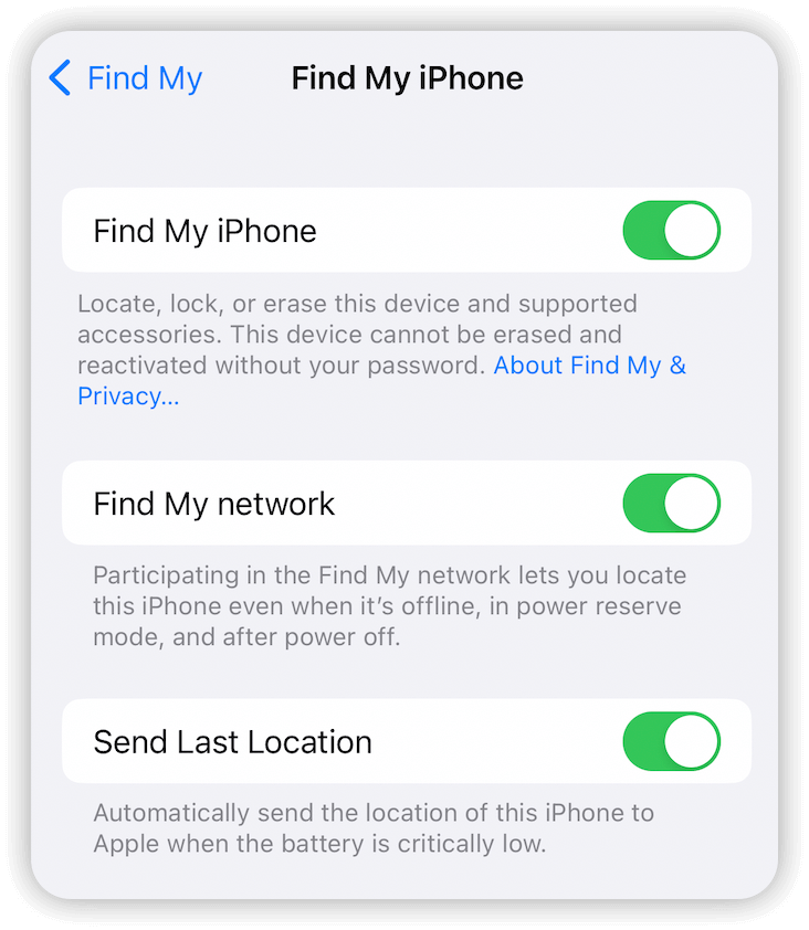 Turn On Find My iPhone