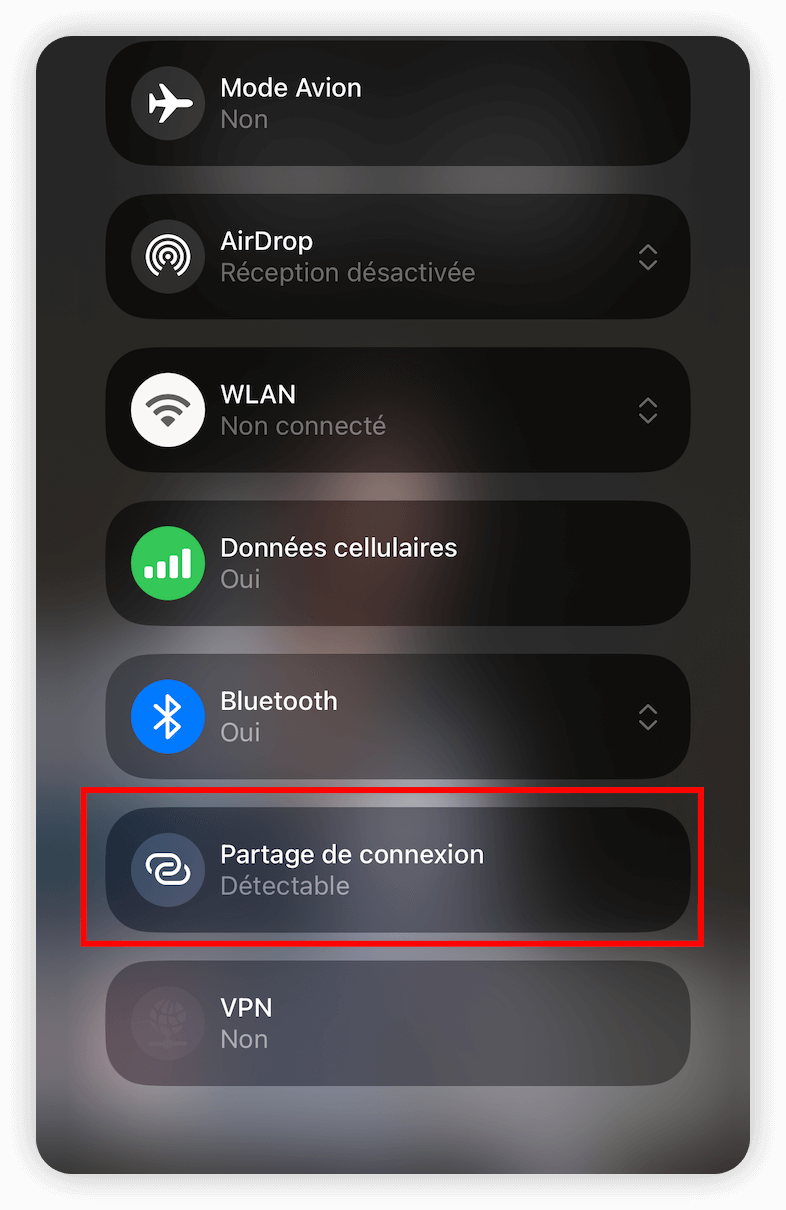 Détectable la connexion de hotspot
