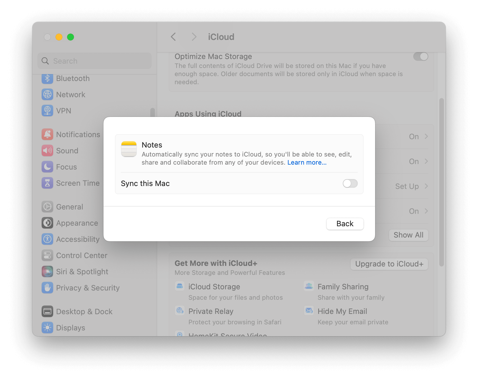 Stop Notes Sync to iCloud