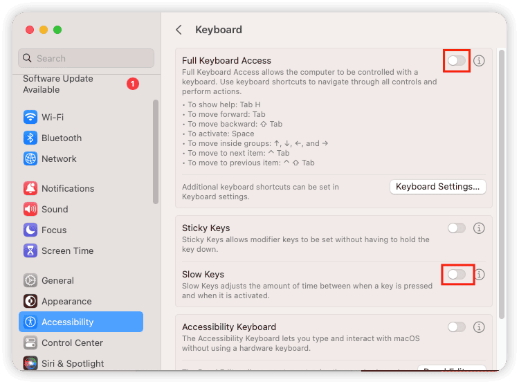 Turn Off Slow Keys