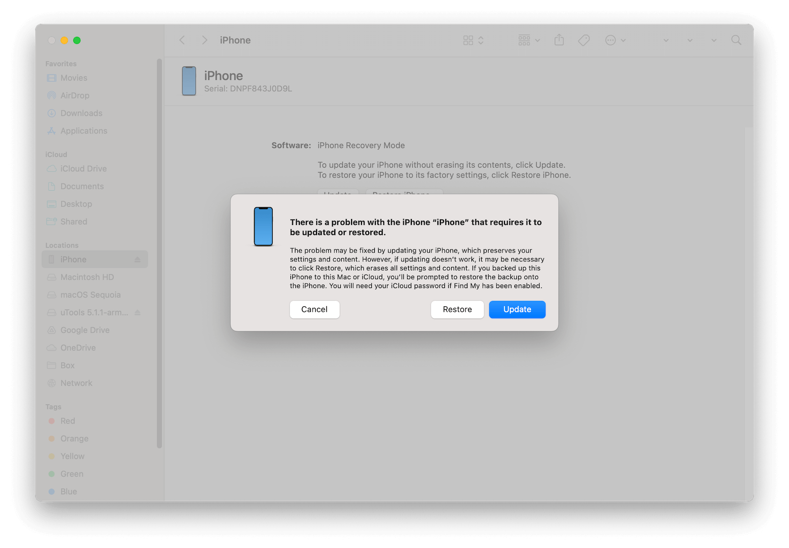 Uninstall iOS 26 Beta from iPhone with Finder