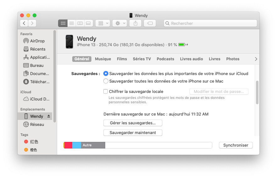 Réinitialiser l’iPhone via Finder