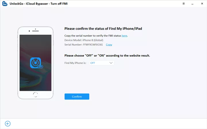 UnlockGo – Check the FMI Status