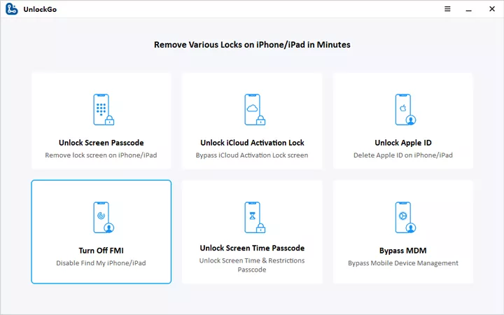 UnlockGo – Turn off Find My iPhone