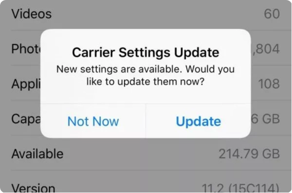 Update iPhone’s Carrier Settings