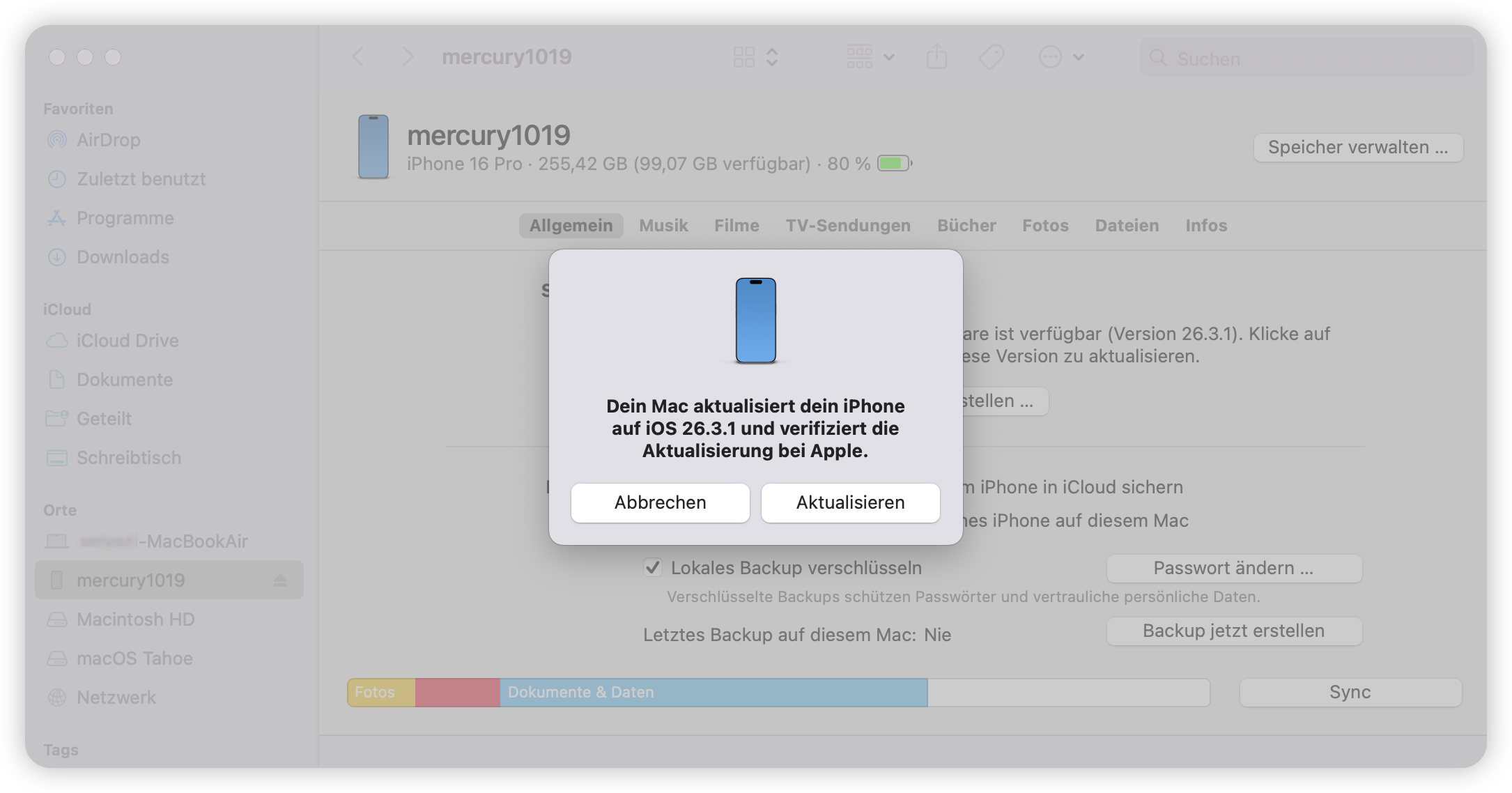 iOS mit Finder aktualisieren