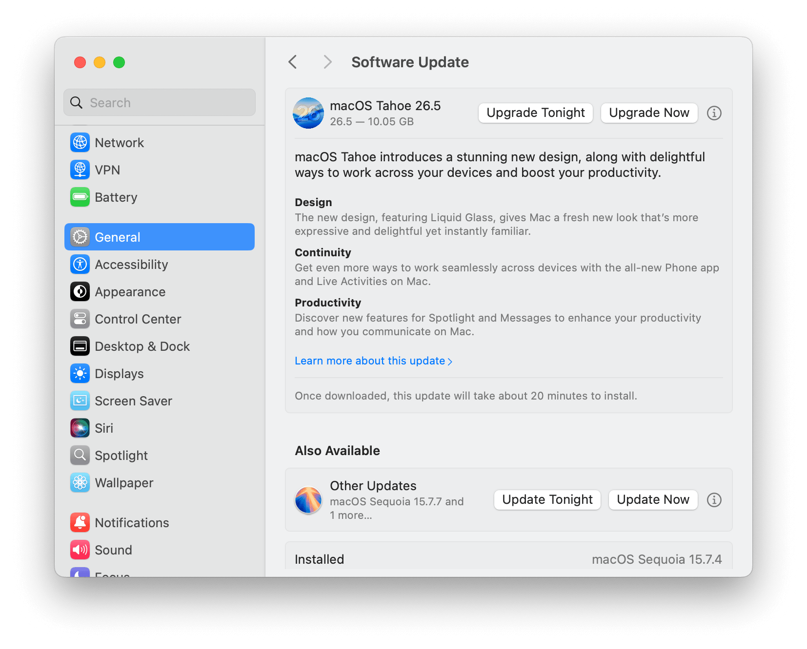 Update macOS Tahoe